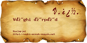 Vághi Árpád névjegykártya