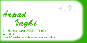 arpad vaghi business card