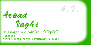 arpad vaghi business card